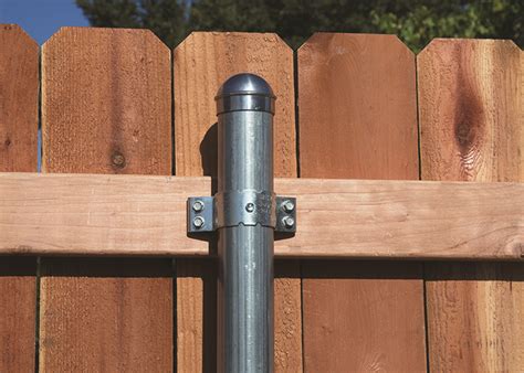 metal pole to wood fence bracket|galvanized fence post with wood.